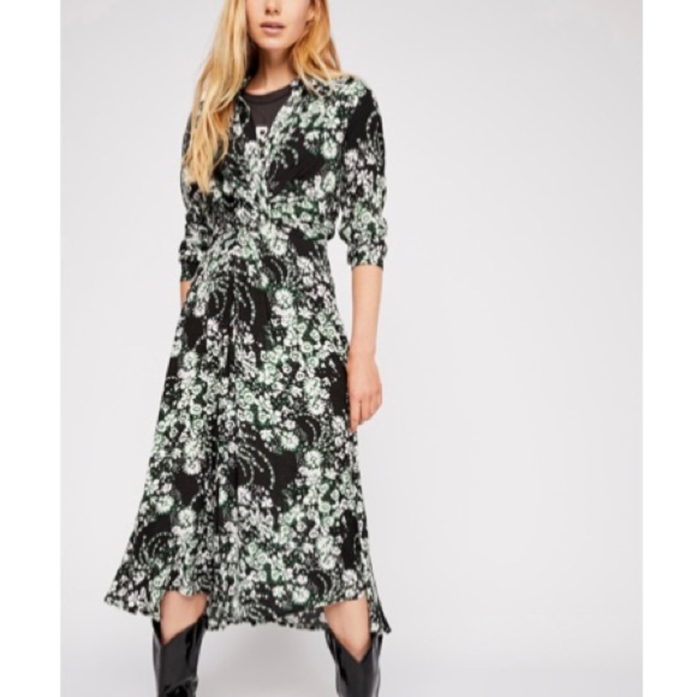 Free People Tough Love Shirt Dress in Black